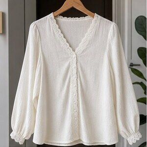 Ivory Lace Trim Top
